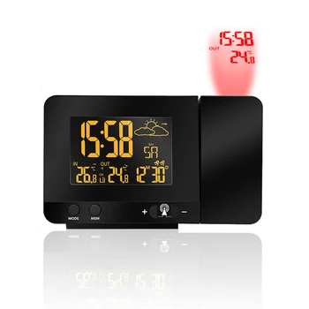 Projeksiyon Çift dijital alarmlı saat Saat USB Şarj HD Ekran Renkli Ekran Arka ışık Sıcaklık Hava Durumu