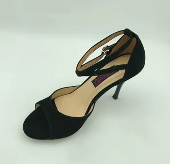 Rahat ve Moda Arjantin Tango Dans Ayakkabıları parti ayakkabıları Düğün Ayakkabı siyah süet arjantin deri outsoleT6282A-BS