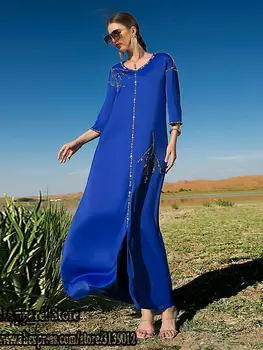 Ramazan Kaftan Marocain Saten Abaya Dubai Abiye Kadınlar İçin Türkiye İslam Müslüman Elbise Robe De Soiree Femme Vestido Longo