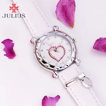 Retro kadın İzle Japonya Kuvars Saat Güzel Moda Bilezik Lüks Gerçek Deri Saat kızın doğum günü hediyesi Julius Hiçbir Kutu