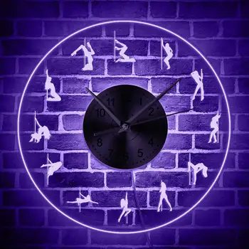 Seksi Kutup dansçı aydınlık duvar saati Kutup dans LED Neon Burcu Saat Dansçı Hediye çelik Tüp Dans Stüdyosu duvar sanat dekoru ışık