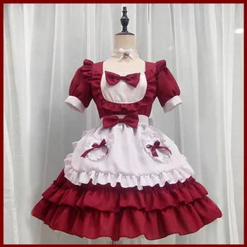 Seksi Lolita Pembe Hizmetçi Elbise Japon Tatlı Kadın Kawaii Elbise Rol Oynamak Kostüm Cadılar Bayramı Partisi Cosplay Anime Kawaii Giyim