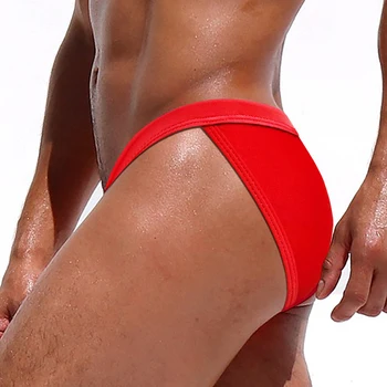 Seksi Yüksek Çatal Erkekler erkek mayoları Üçgen Mayo Düz Renk Plaj Bikini Büyük Kese-Fincan G-String Thongs Üçgen Şort