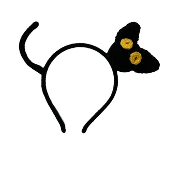 Siyah kişilik kedi saç bandı kadın İnternet ünlü fotoğraf kafa bandı karikatür hayvan peluş saç tokası sevimli saç tokası gelgit Neko