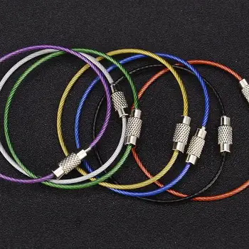 Stil Renkli Kablo Halat Vida Kilitleme Tuşları Zincir Paslanmaz Çelik Karabina Tel Anahtarlıklar EDC Anahtarlık Anahtarlık