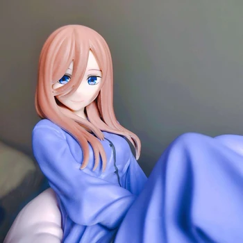 Sıcak Anime Quintessential Quintuplets Şekil Nakano Miku Şekil Mor Pijama Seksi Model Oyuncak Uzun saç süsü Hediye