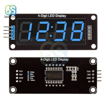 TM1637 0.56 İnç Dijital Saat LED Ekran Tüp 4 Haneli Ondalık 7 Segment LED Saat Çift Nokta Modülü Mavi Ekran 0.56