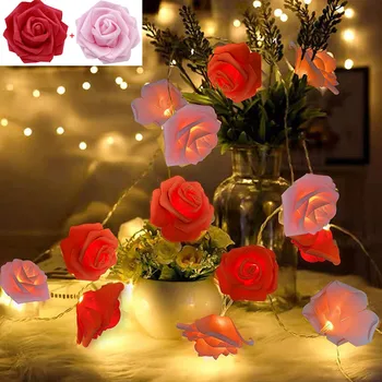 USB / Pil 10/20/40 LED Yapay Gül Çiçek Dize İşıklar Garland Noel Ağacı Dekorasyon Ev için sevgililer Günü Düğün