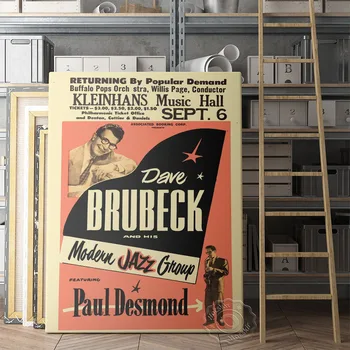 Vintage Müzik Mekan Baskı Posteri, Amerikan Dave Brubeck Tuval Boyama, Brubeck Hayranları Toplamak Soyut Duvar Resmi Ev Dekor