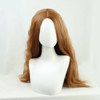 Wanda Görüş uzun dalgalı Cosplay peruk Scarlet cadı ısıya dayanıklı sentetik saç Peruk Cosplay peruk + maske + ücretsiz peruk kap