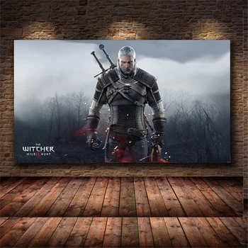 Witcher Savaşçı Posterler Sıcak Satış Oyun Posterler ve Baskılar Tuval Boyama Duvar Sanatı Oturma Odası Dekorasyon HD Baskılı
