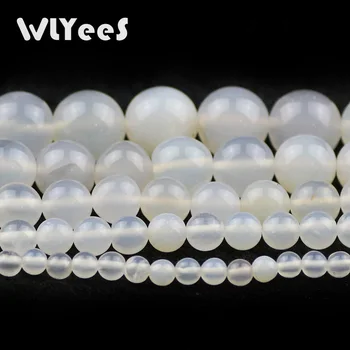 WLYeeS Fabrika fiyat Doğal Beyaz carnelian boncuk Taş Topu 4 6 8 10 12mm Yuvarlak Gevşek Boncuk Takı Kolye Yapımı için DIY 15
