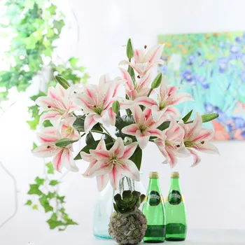 Yeni 3D baskı zambak şube yapay çiçekler Ev masa düğün Dekorasyon için plastik sahte çiçek flores artificiais