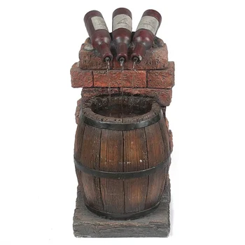 Yeni Reçine şarap şişesi ve Varil Açık su çeşmesi Heykel Rustik Yard & Bahçe Şelale Dekorasyon