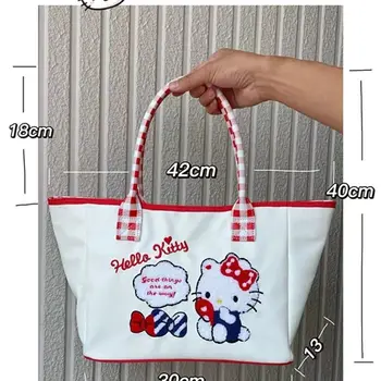 Yeni Sanrio Hello Kitty Nakış Aşk Tatlı Kız Öğrenci Parti Büyük Kapasiteli omuzdan askili çanta Kız doğum günü hediyesi