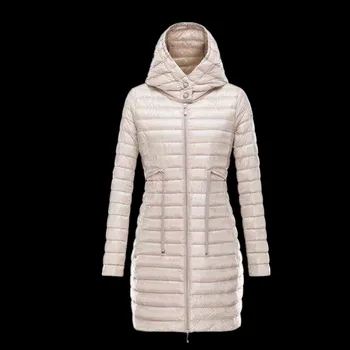Yeni Yüksek Kalite Kadınlar Moda ışık ve sıcak Aşağı Ceketler Kış Kapşonlu Fermuar Bel Ayarlanabilir Uzun Aşağı Palto Rahat Giysiler