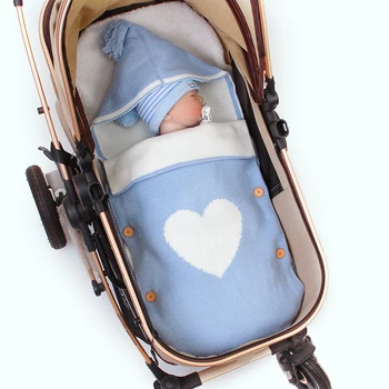 Yenidoğan Bebek Kış Arabası Wrap Battaniye Footmuff Kalın Sıcak Örgü Tığ Kundak Uyku Tulumu Toddler Küçük Bebek uyku tulumu