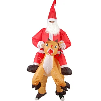 Yetişkin Noel Partisi Zencefilli Elk Geyik Noel Baba Şişme Cosplay kostüm Takım Elbise Disfraz Inflable De Papá Noel