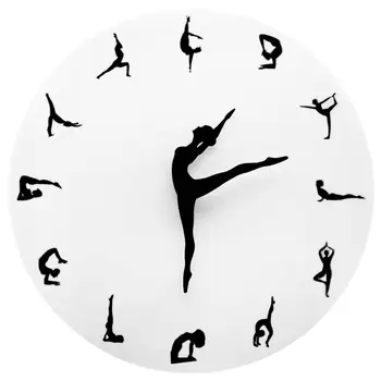 Yoga Sanat Stüdyosu Dekor Saat Yoga Duruş duvar saati SPOR SALONU Fitness Esnek Kız duvar saati Yoga Pozlar Yoga Hediye Kadınlar İçin