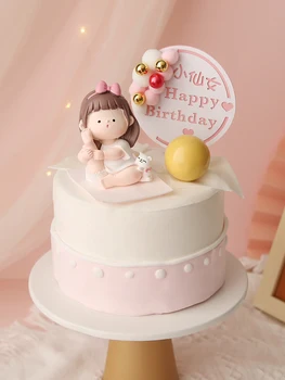 Yoga Sevimli kız Prenses Kek Süsler Kek Cupcake Toppers Kek Bayrak Kız Doğum Günü Partisi Kek Dekorasyon Anniversaire Malzemeleri
