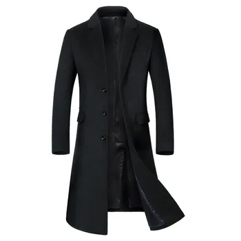 Yüksek Kaliteli erkek Yün Ceket Uzun Palto Kış Ceket Streetwear Yün Parka Ceket Erkek Giyim Casaco Masculino BY1810