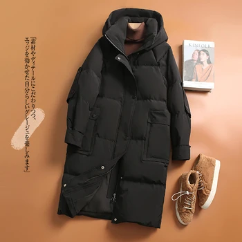 Yüksek kaliteli ördek şişme ceket kadınlar için Japon büyük isim Parkas kış ceket kalın kapşonlu aşağı ceket ofis bayan kadın K1194