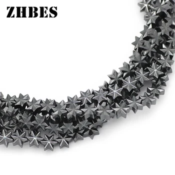 ZHBES 7x3mm Doğal Siyah Taş Düz Heksagram şekli Hematit Paspayı dağınık boncuklar DIY Takı Yapımı İçin Bilezik Bulguları
