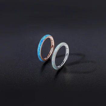 ZS 16G Gerçek Opal Septum Piercing Paslanmaz Çelik Burun Halkası Opal Helix Kıkırdak Hoop Küpe Opal Burun Clicker Piercing Takı