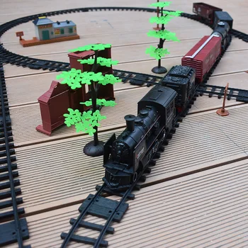 Çocuk Simülasyon Elektrikli Trenler Yüksek Hızlı Demiryolu Parça Araç Retro Klasik Elektrikli Tren Seti Modeli Oyuncak Çocuklar Çocuk