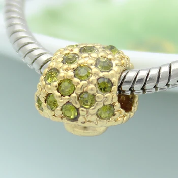 Ücretsiz kargo Avrupa Moda Yeşil Kristal Mantar şekli göz alıcı boncuk fit Pandora bilezik boncuk takı yapımı için