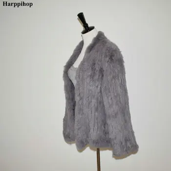 Ücretsiz kargo kadınlar doğal gerçek tavşan kürk ceket yelek / ceketler tavşan örme kış sıcak tutan kaban C01